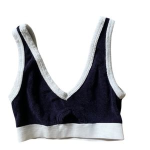 Zara Navy Blue and White Bralette Top